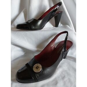 Brighton Women's Made in Italy Bree 7.5 Black‎ Sling Back Leather Pumps